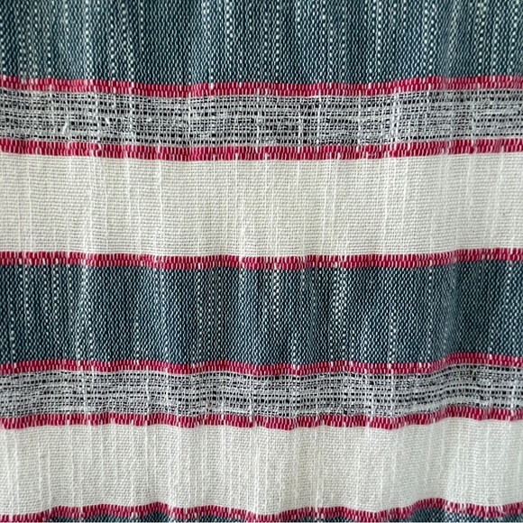 Anthropologie Holding Horses Stripe Cream Blue Fringe Shift Dress Size 4 - Picture 11 of 14